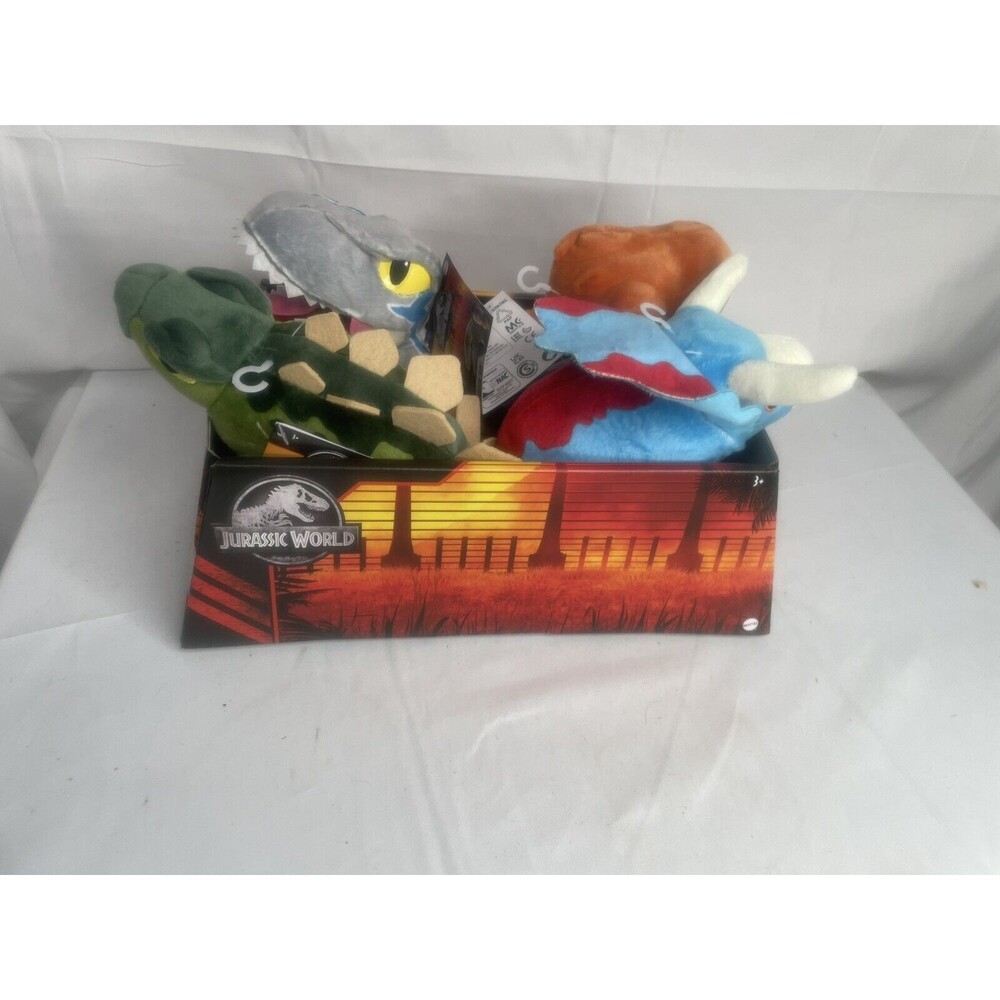 NEW 2021 Jurassic World Legacy Plush Set  Mattel Raptor Rex Lot Of 4 With Box
